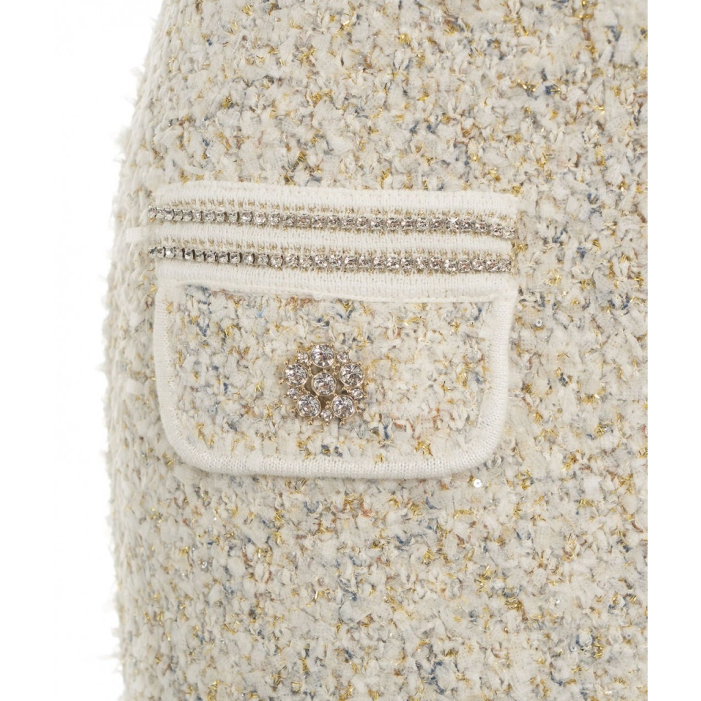 Minigonna con glitter crema