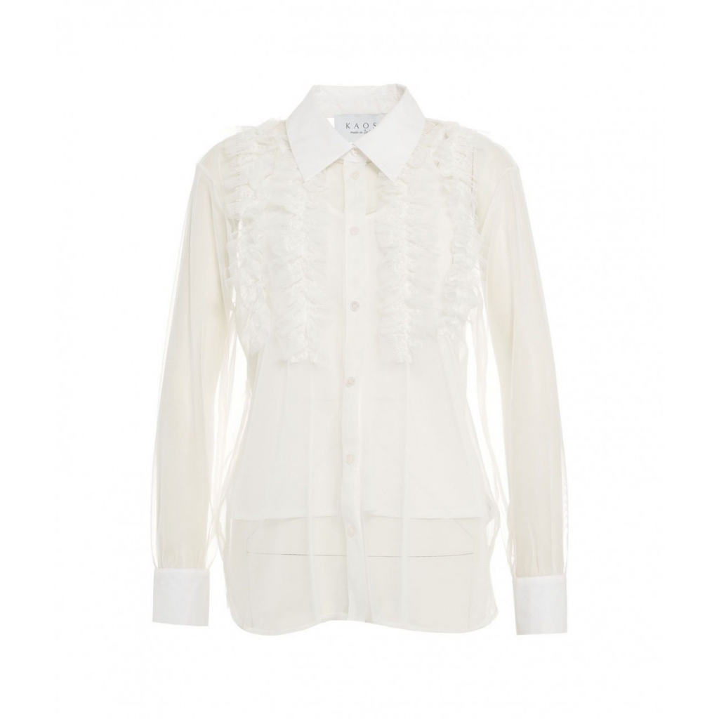 Camicia in mesh con rouges e sottoveste bianco