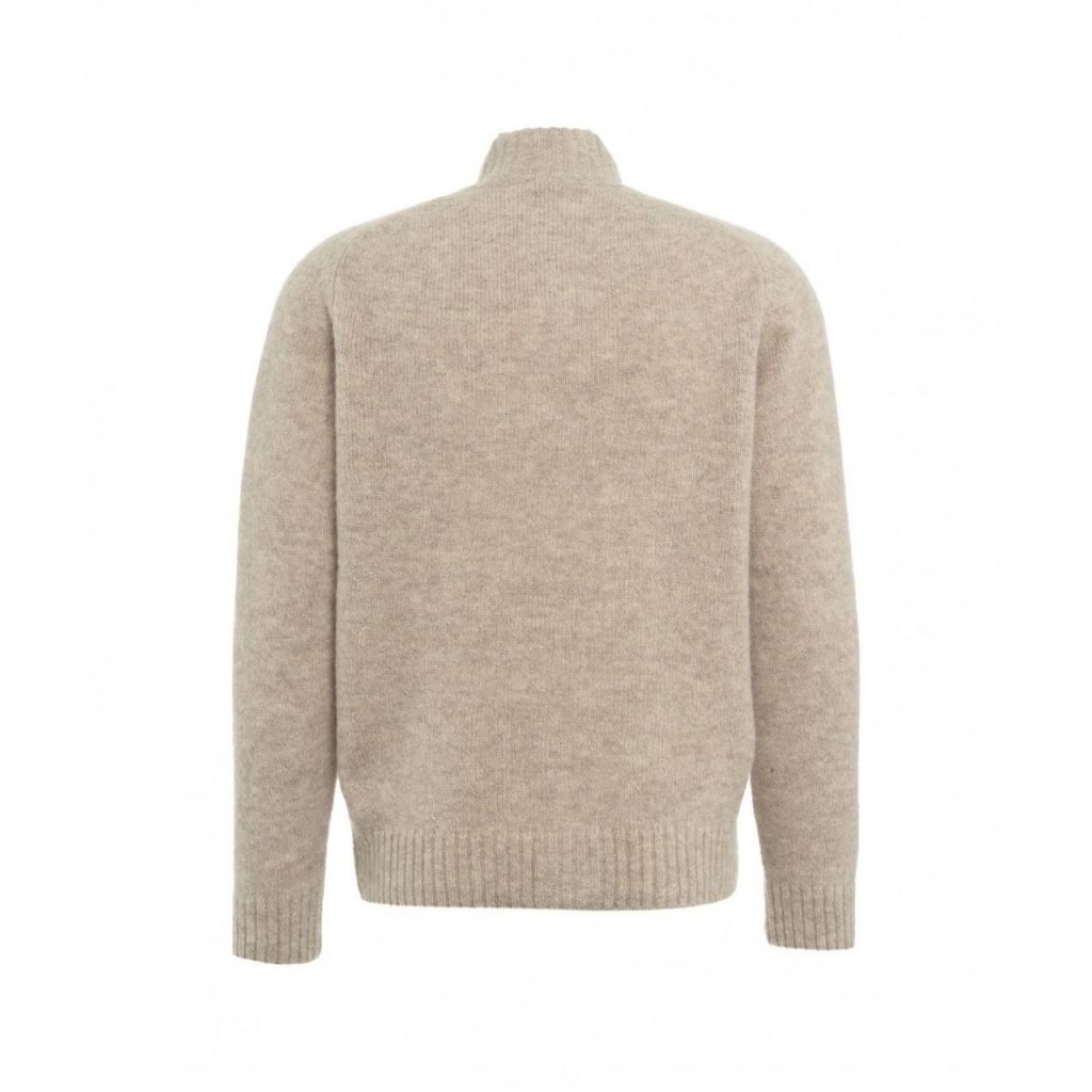 Cardigan lavorato a maglia in misto alpaca con collo alto beige
