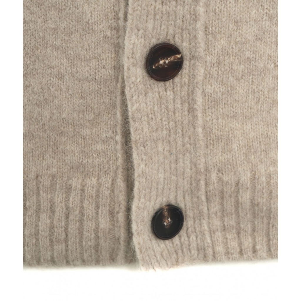 Cardigan lavorato a maglia in misto alpaca con collo alto beige