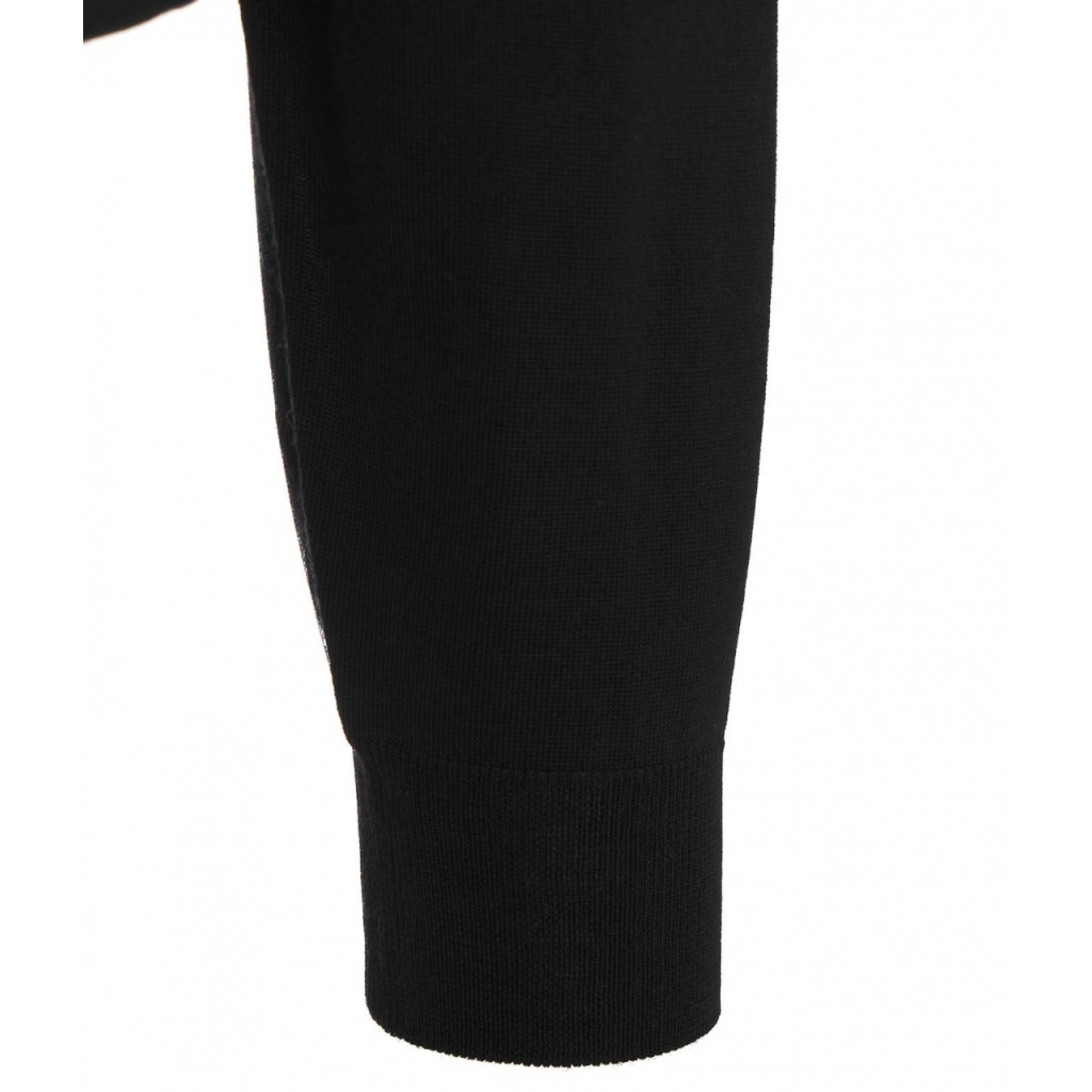 Maglia con scollo a V in lana merino nero