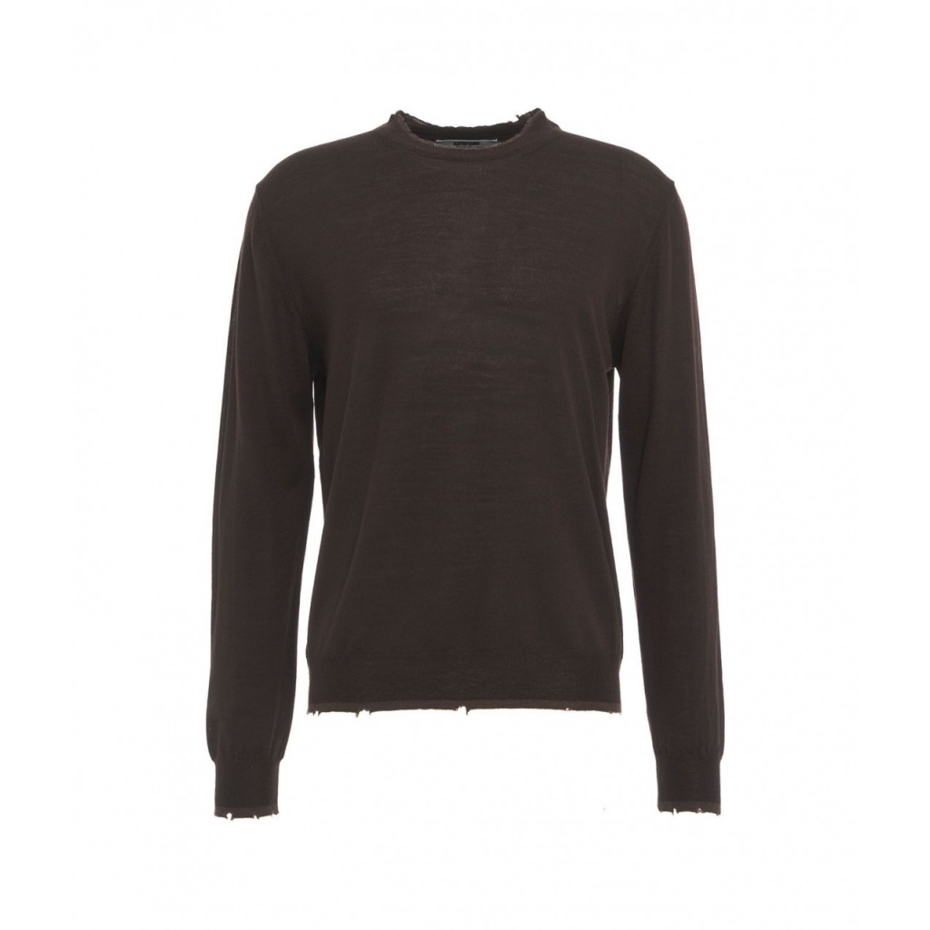 Maglione leggero distressed-look marrone scuro