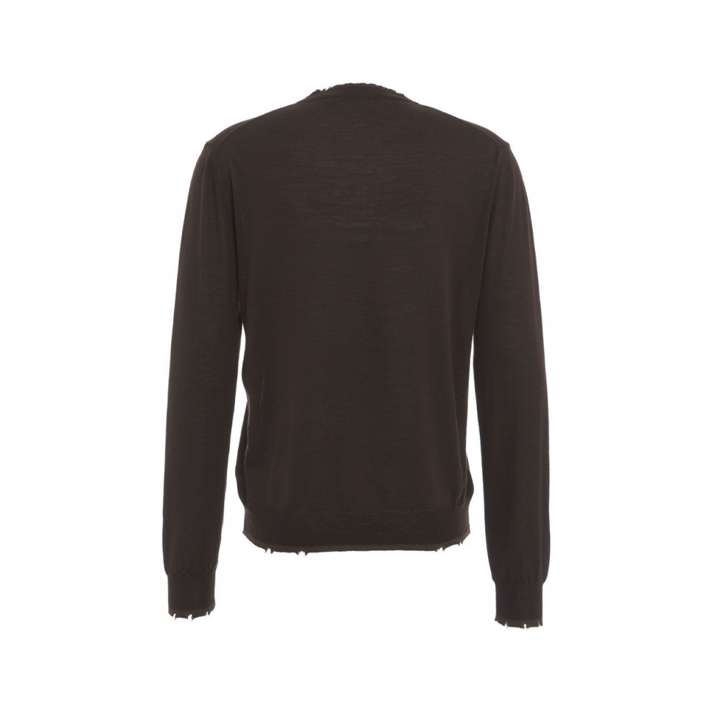 Maglione leggero distressed-look marrone scuro