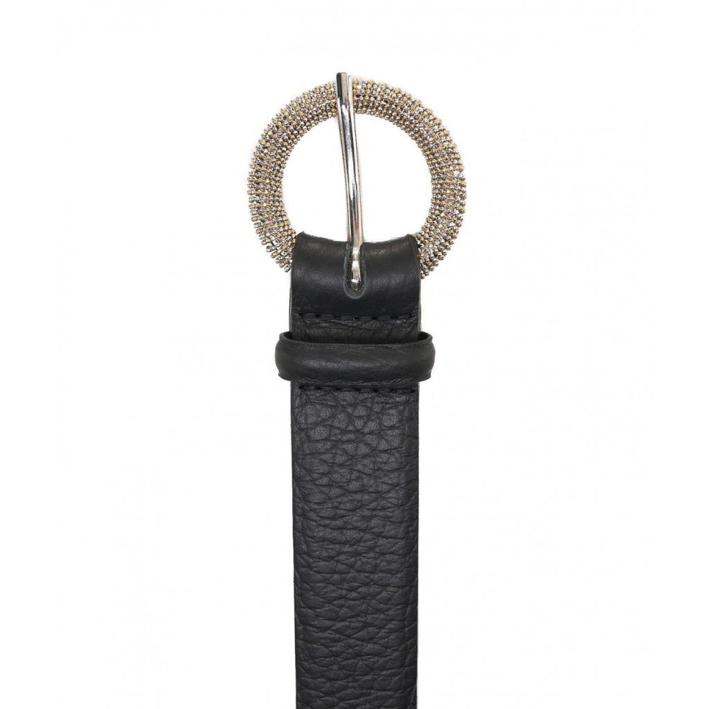Cintura in pelle martellata nero