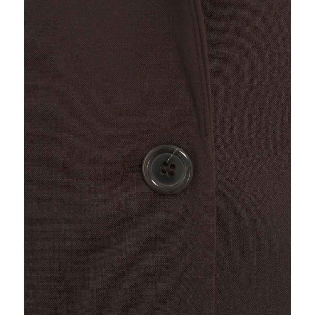 Blazer a un bottone in misto lana marrone scuro