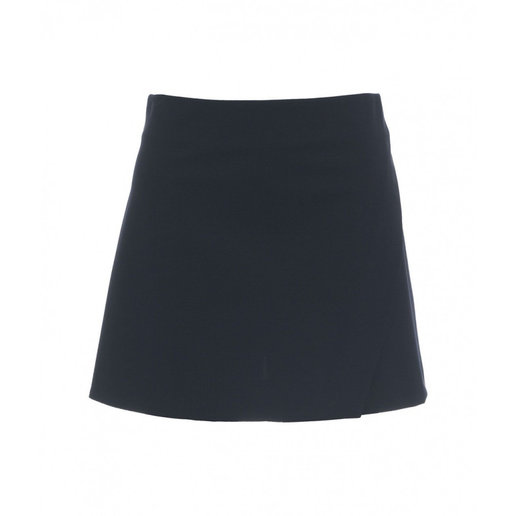 Skort mini a trapezio in misto lana blu scuro
