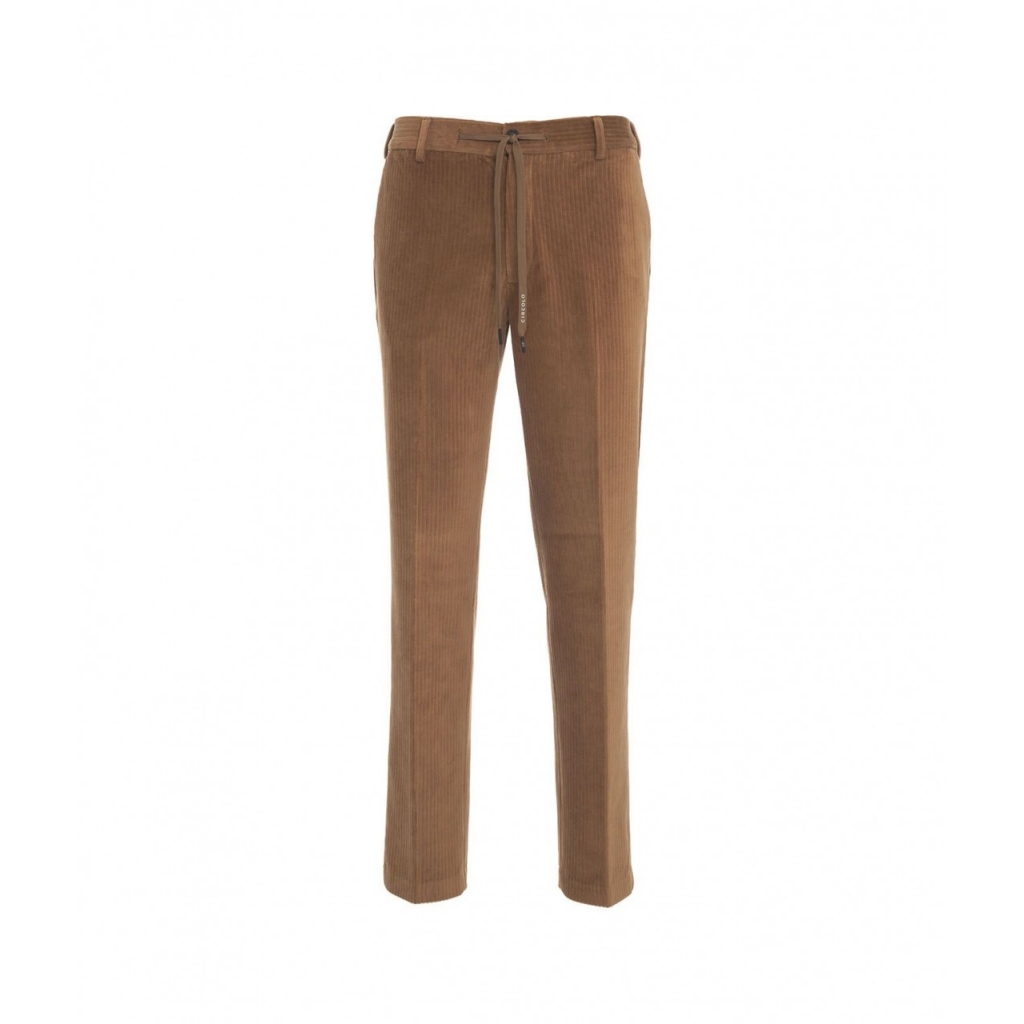 Pantaloni in velluto a coste con coulisse Cammello