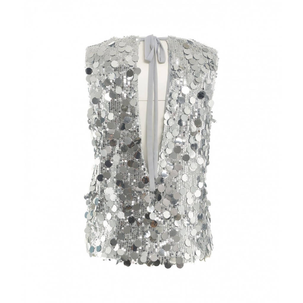Top in paillettes Nunzia argento