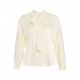 Blusa con dettaglio sciarpa in georgette panna
