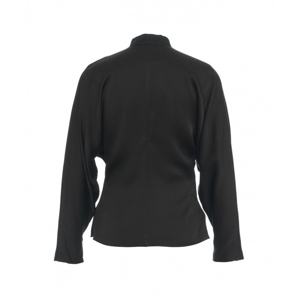 Blusa con dettaglio sciarpa in georgette nero