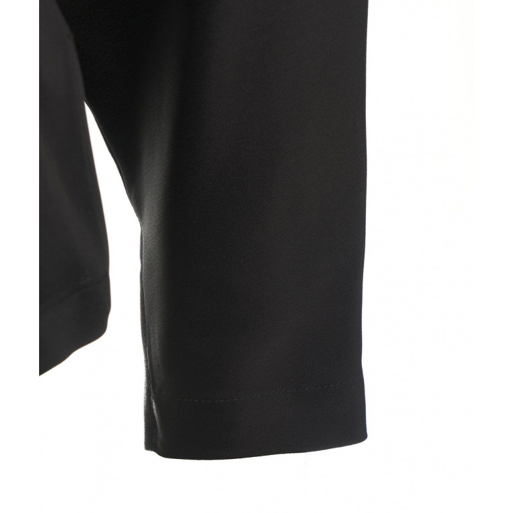 Blusa con dettaglio sciarpa in georgette nero