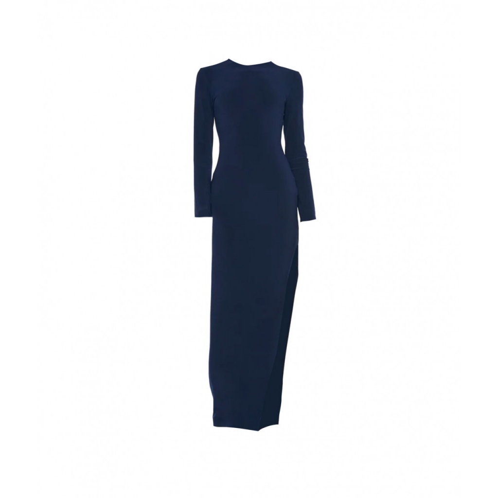 Abito con maxi spacco blu scuro