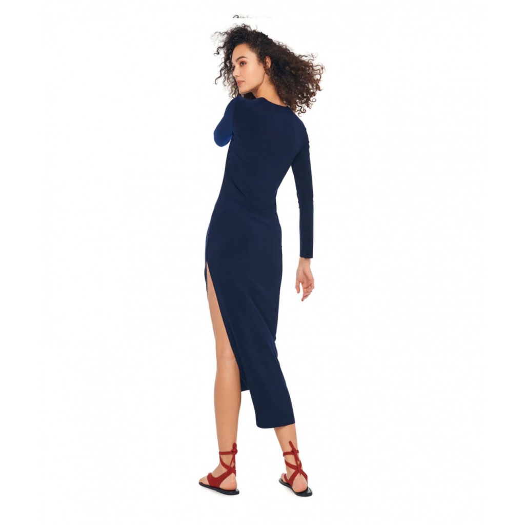 Abito con maxi spacco blu scuro