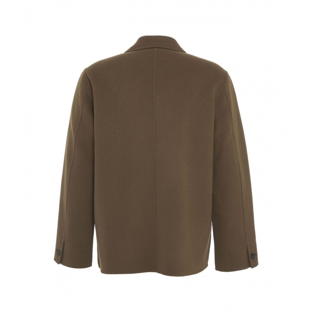 Giacca in lana con collo a camicia marrone