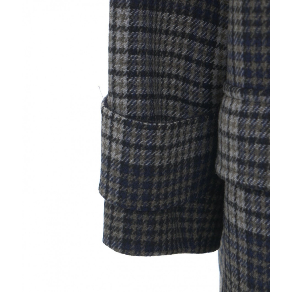 Cappotto Outdoor in misto lana con motivo glencheck blu scuro