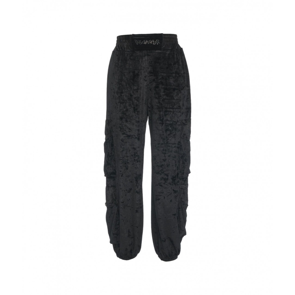 Pantalone cargo in velluto nero