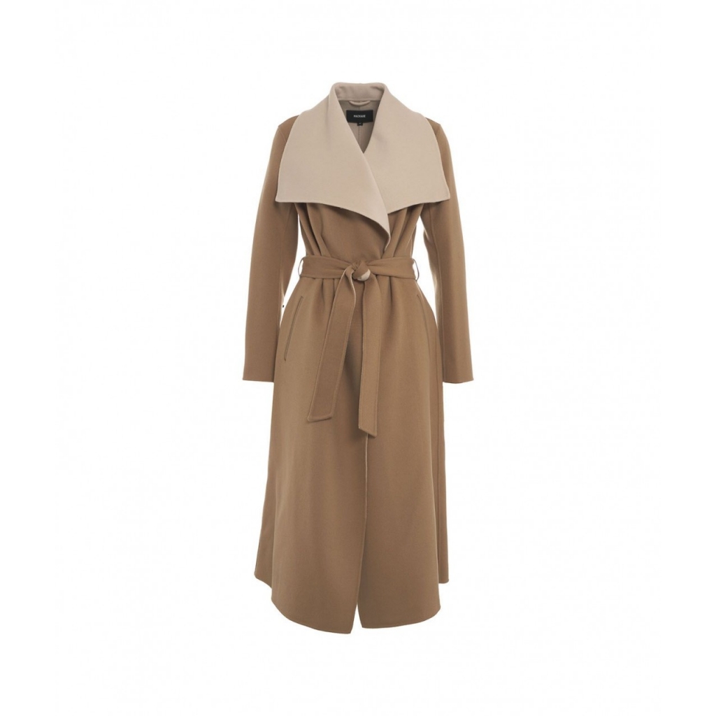 Cappotto a portafoglio double-face in lana MAI-CN Cammello