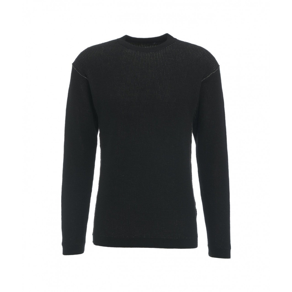 Maglia in lana vergine e misto lino nero