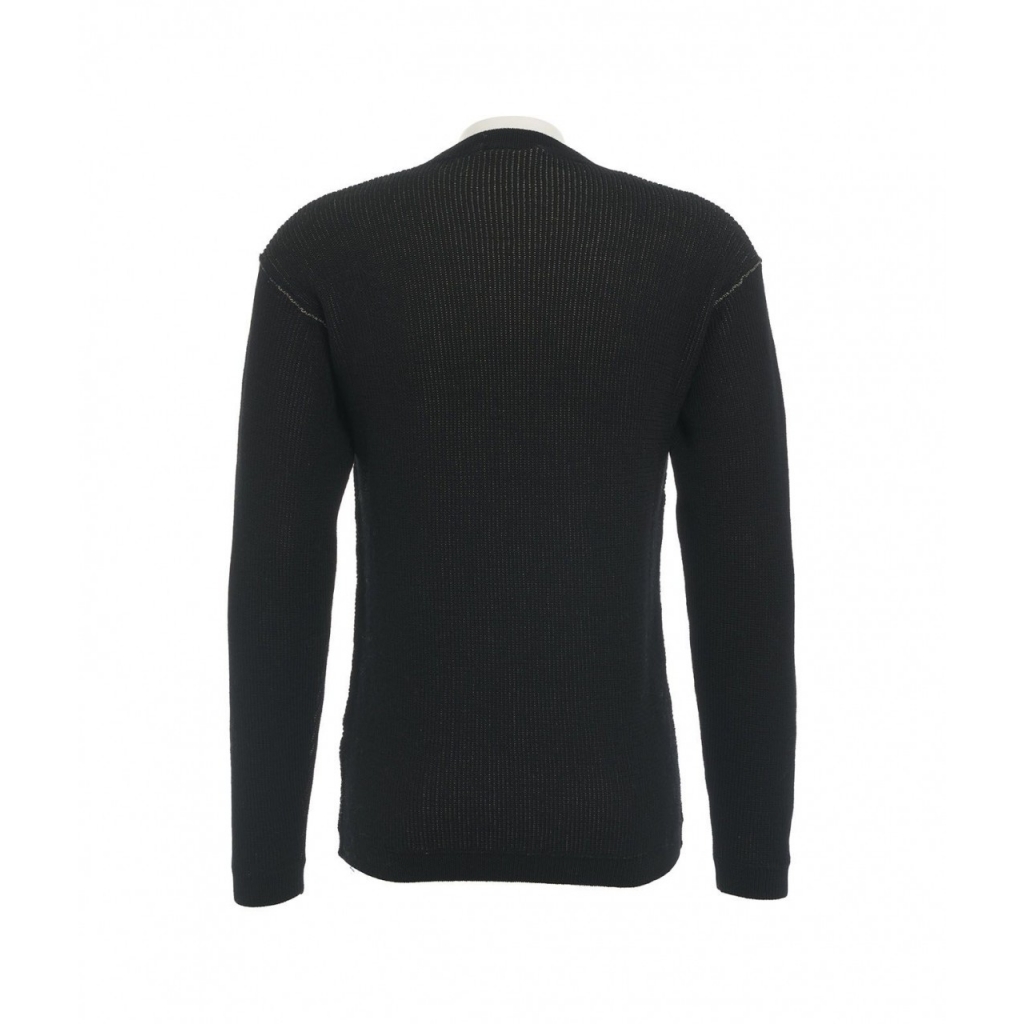 Maglia in lana vergine e misto lino nero