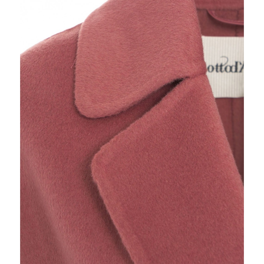 Cappotto doppiopetto in misto lana con cintura rosa antico