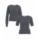 Set Cardigan e t-shirt in lana grigio scuro