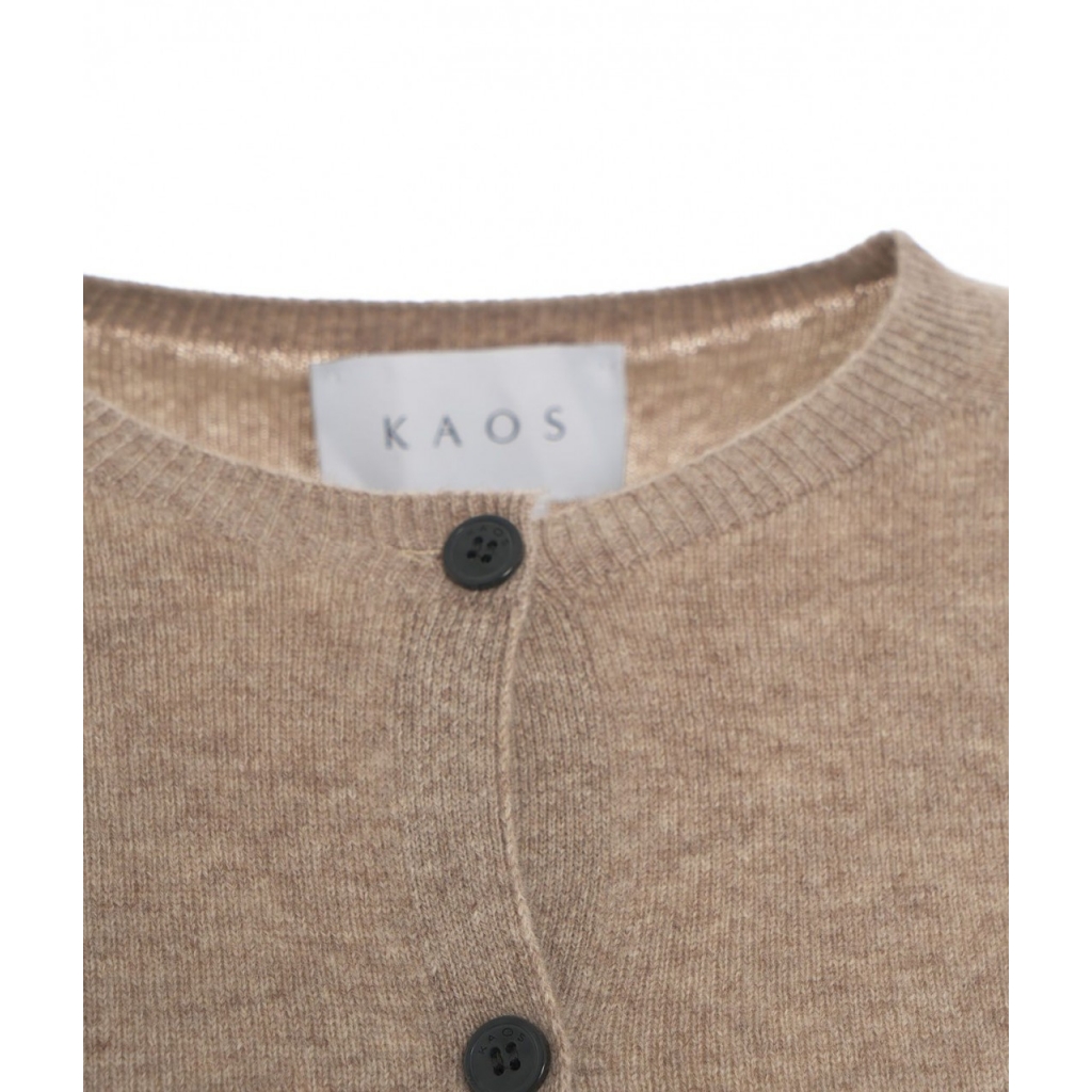 Set Cardigan e t-shirt in lana tortora