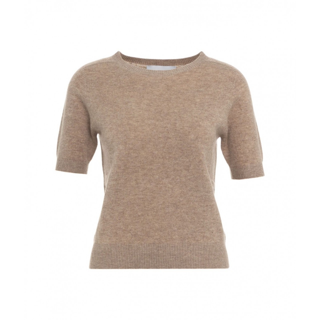 Set Cardigan e t-shirt in lana tortora
