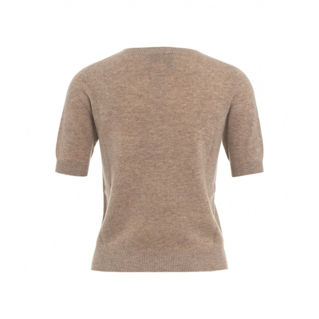 Set Cardigan e t-shirt in lana tortora
