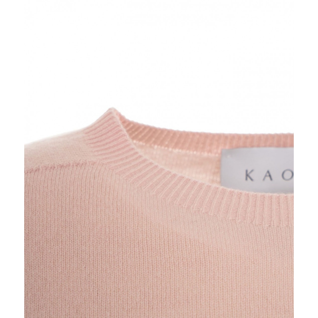 Set Cardigan e t-shirt in lana rosa chiaro