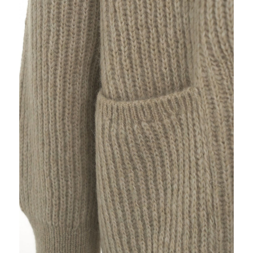 Cardigan a maglia in misto lana alpaka beige