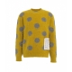 Maglione in maglia con pois e frange senape