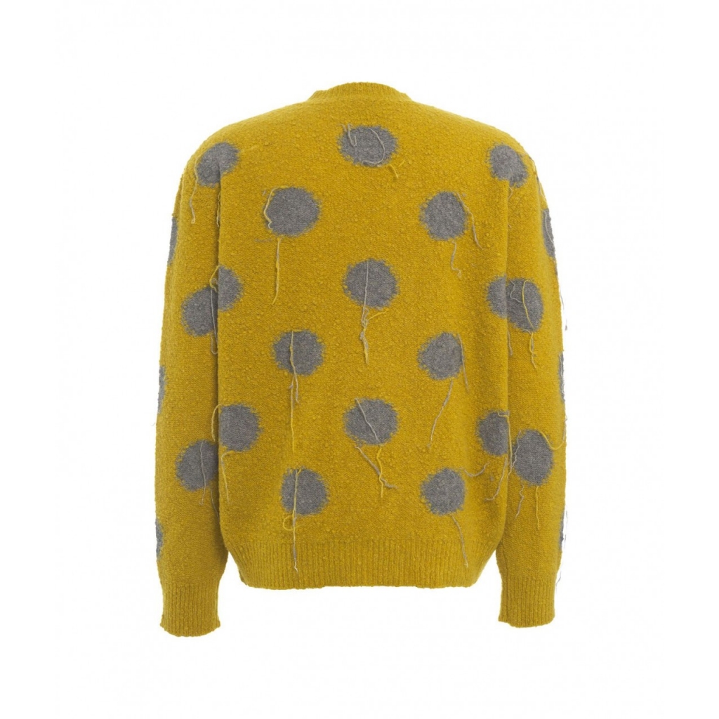 Maglione in maglia con pois e frange senape