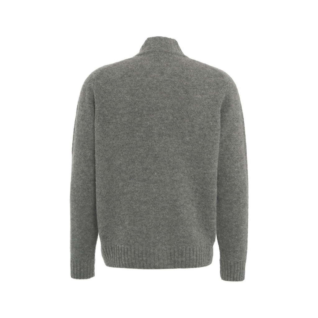 Cardigan lavorato a maglia in misto alpaca con collo alto grigio