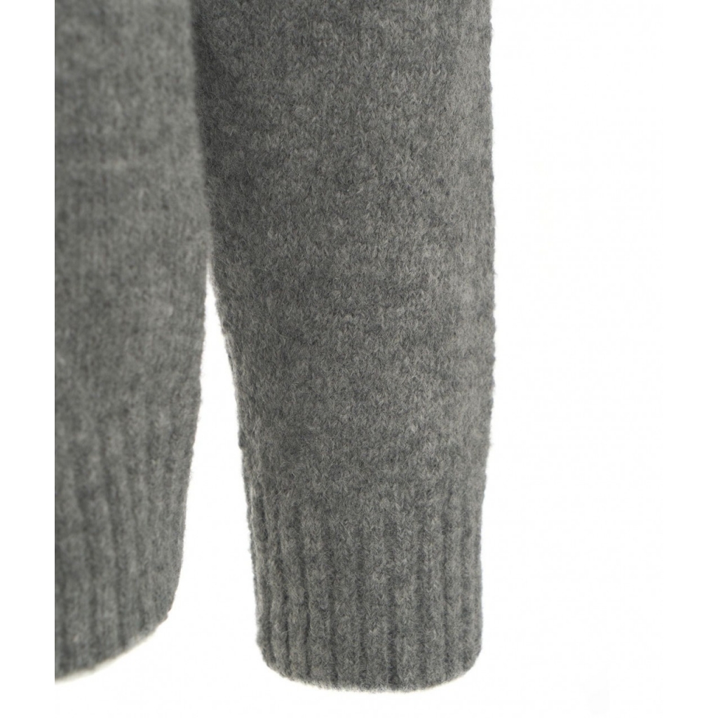 Cardigan lavorato a maglia in misto alpaca con collo alto grigio