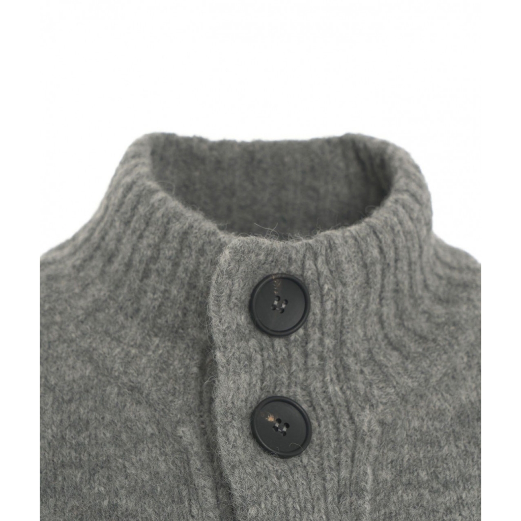 Cardigan lavorato a maglia in misto alpaca con collo alto grigio