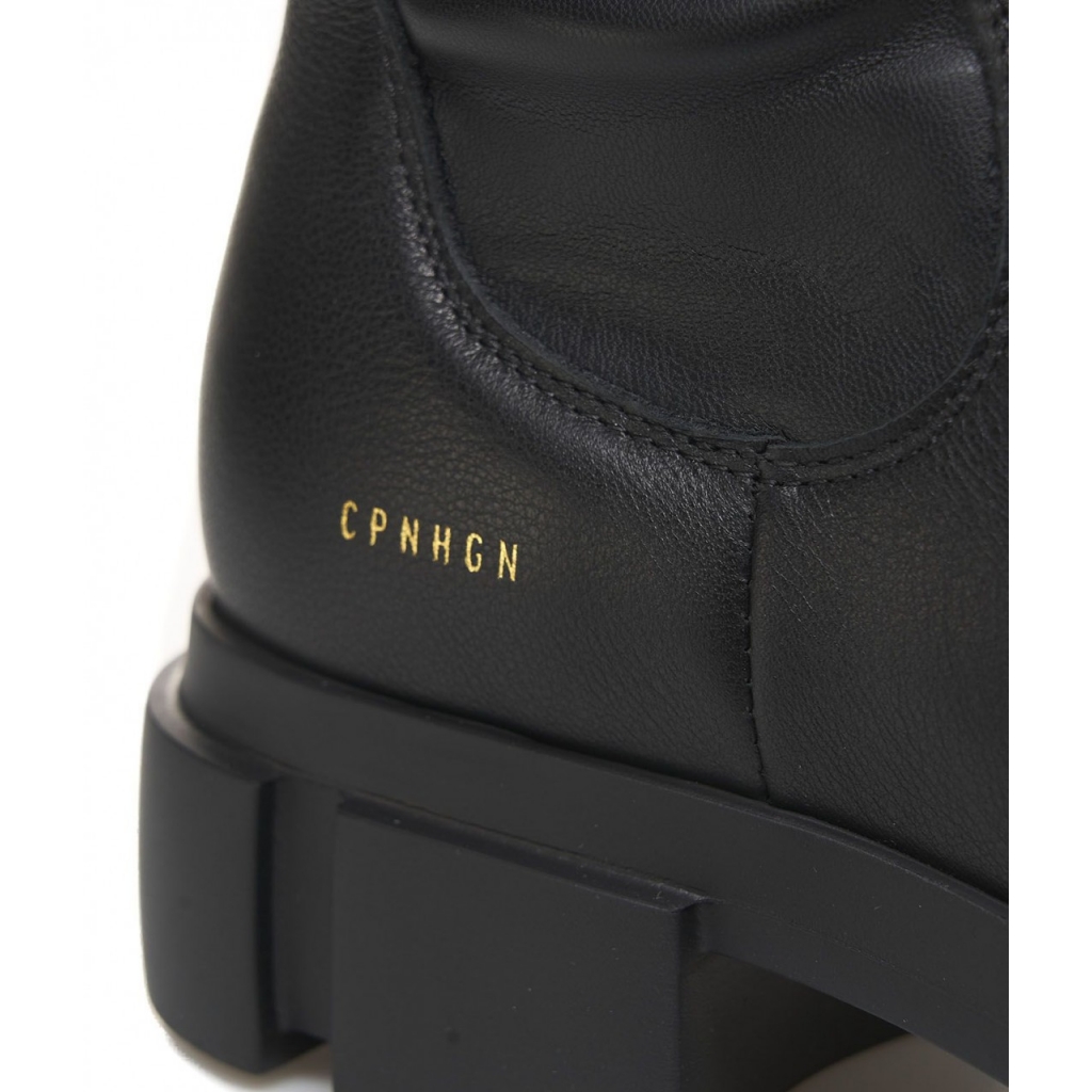 Stretch boots in pelle liscia nero