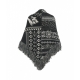 Mantella con frange in jacquard nero