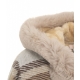 Poncho check con pelliccia sintetica marrone chiaro