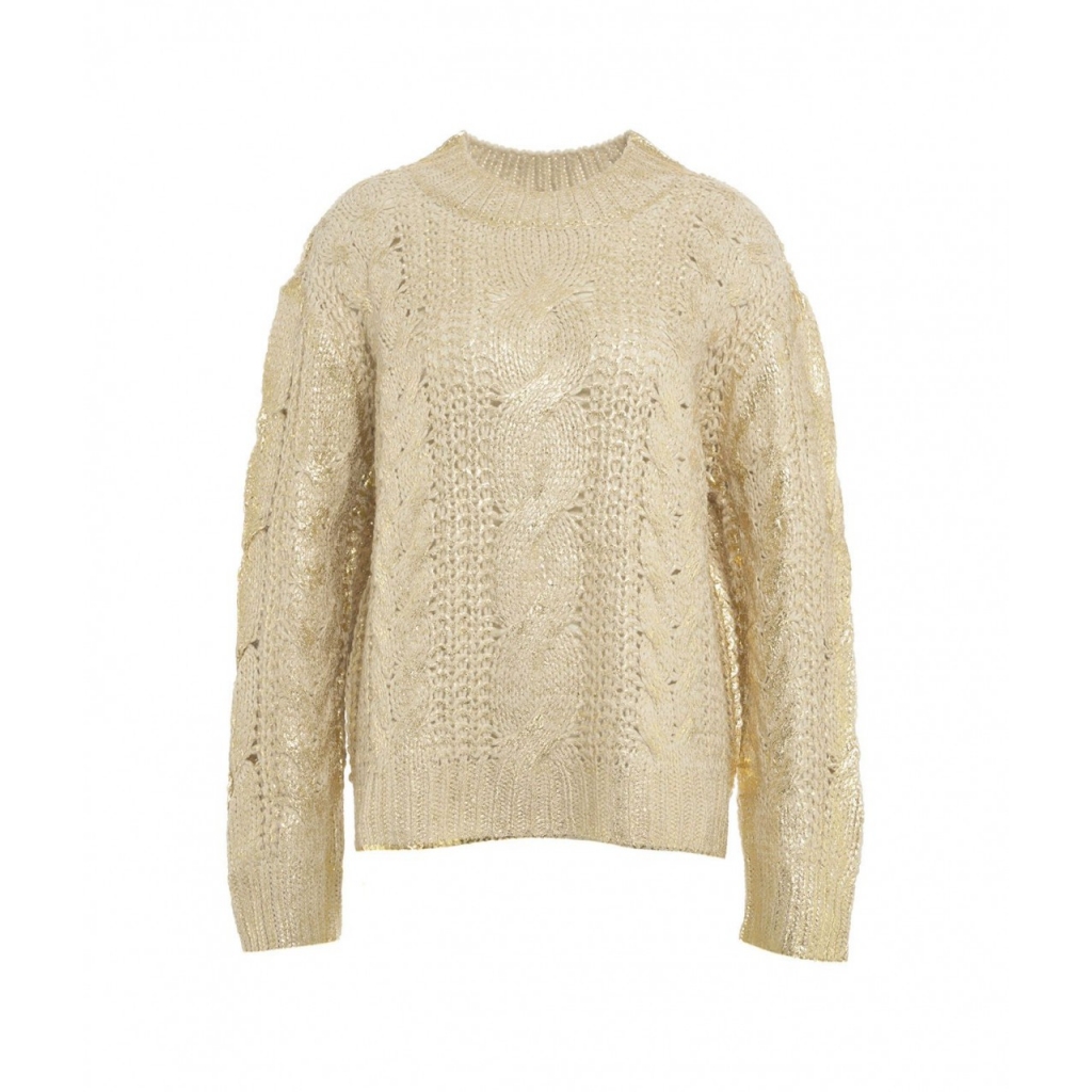 Maglione a maglia effetto metallizzato oro