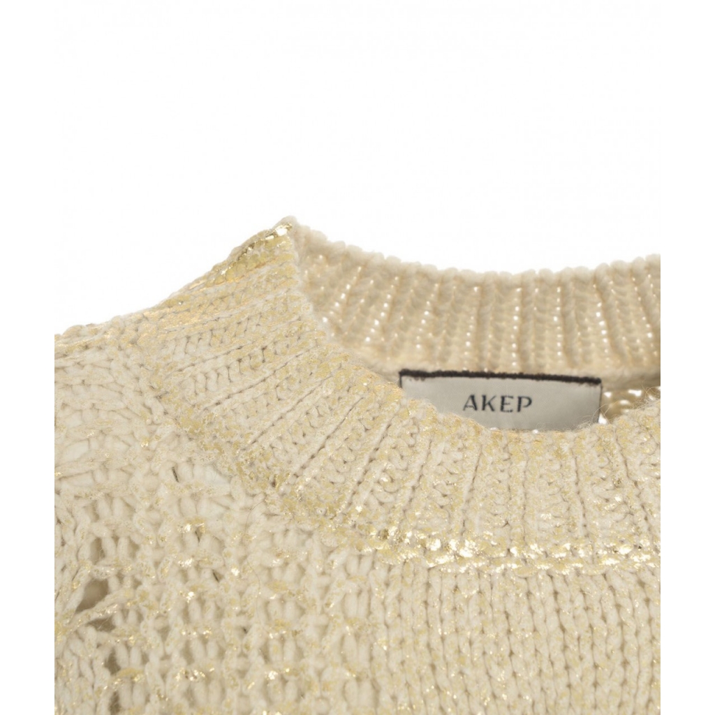 Maglione a maglia effetto metallizzato oro