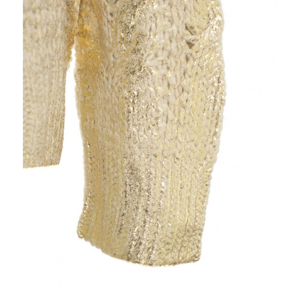 Maglione a maglia effetto metallizzato oro