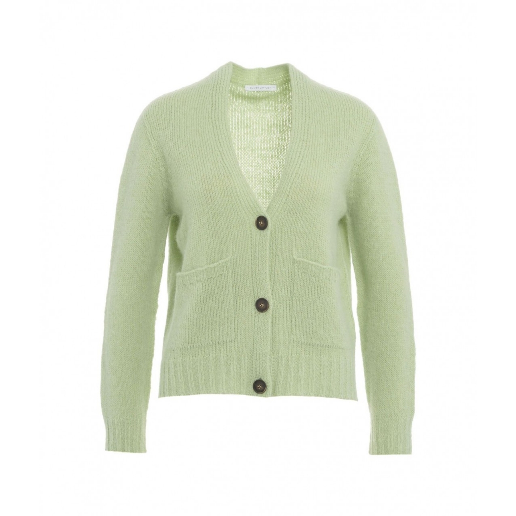 Cardigan in maglia in misto alpaca verde chiaro