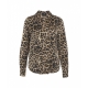 Camicia con stampa animalier marrone