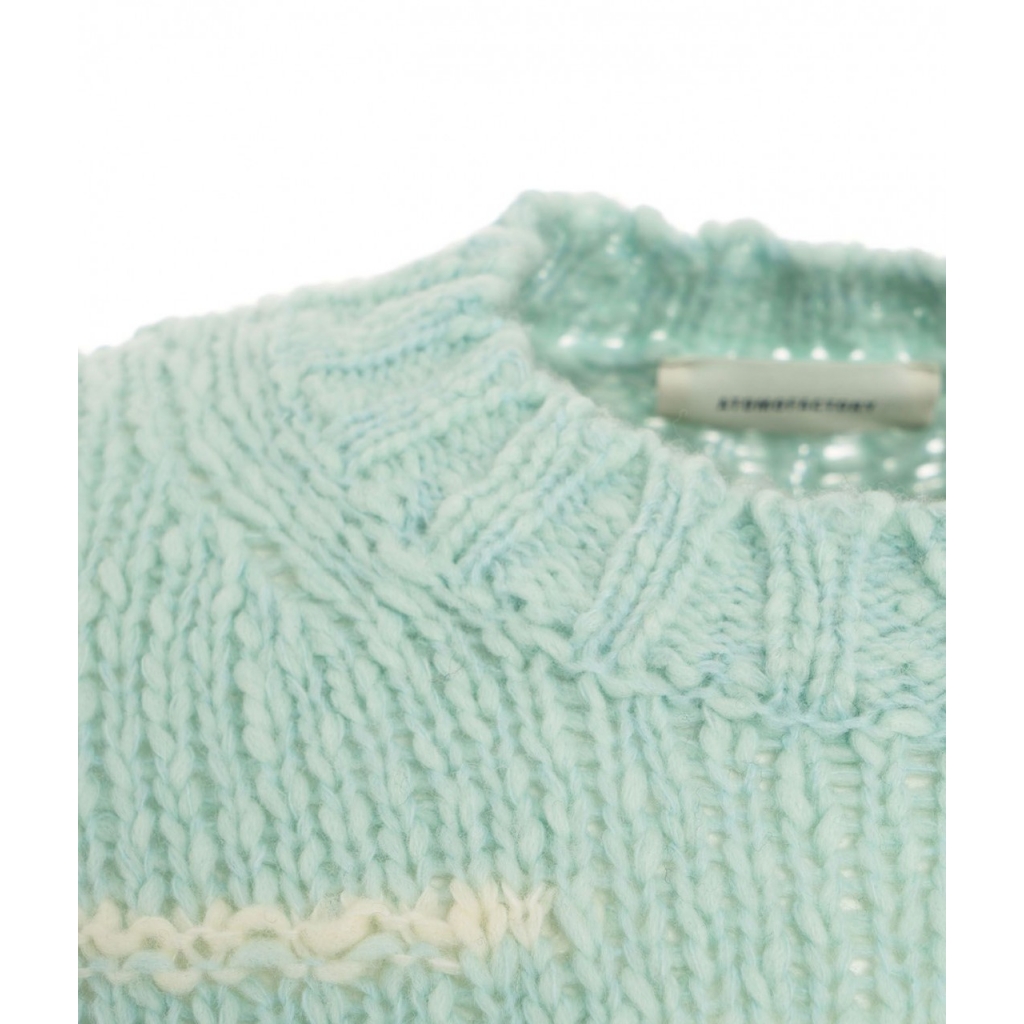 Maglione in maglia con dettaglio frangia turchese