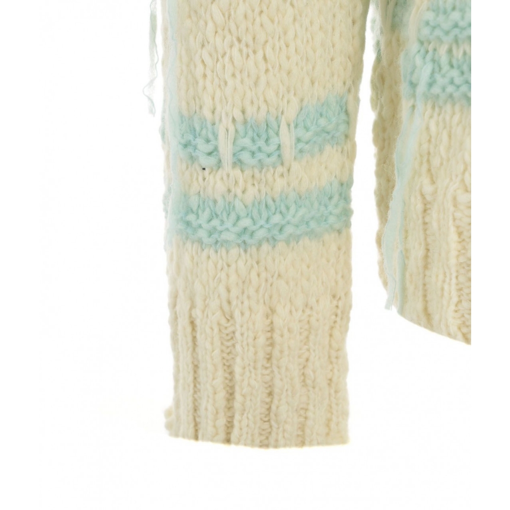 Maglione in maglia con dettaglio frangia turchese