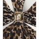 Tuta con stampa animalier e cut-out marrone