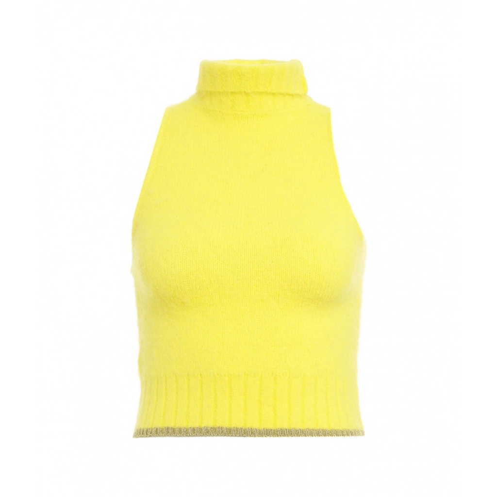 Top in maglia con dolcevita giallo