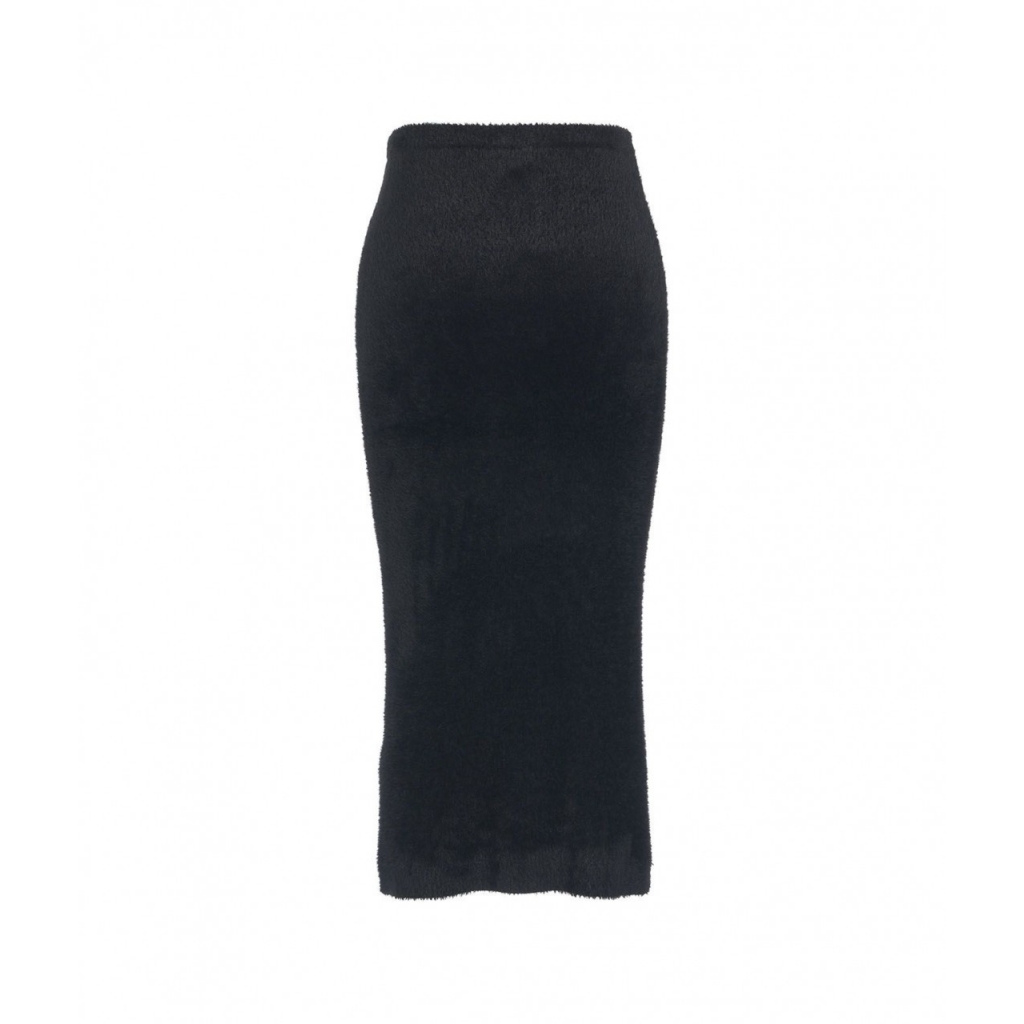 Gonna a tubo in maglia pelosa nero