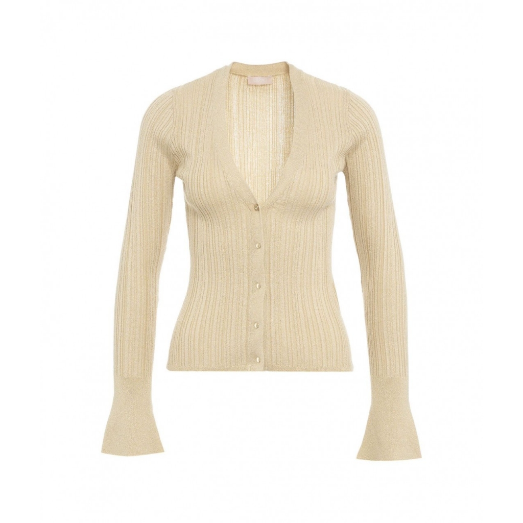 Cardigan in maglia lurex oro