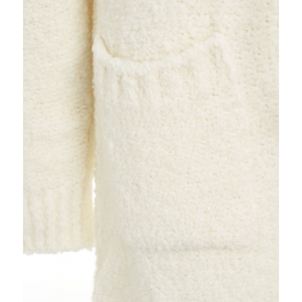 Cappotto in maglia con cintura crema